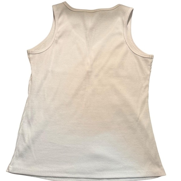 White Ribbed Henley Tank – MEROKEETY Size L - Picture 2 of 6